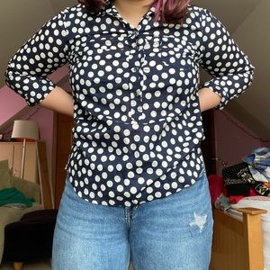 polka dot j. crew blouse